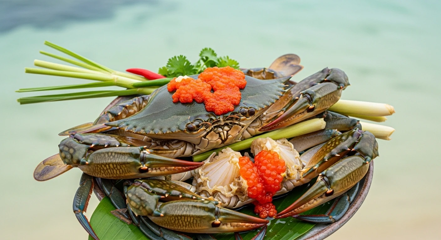 Ghẹ xanh hấp bia sả nguyên con béo mầm