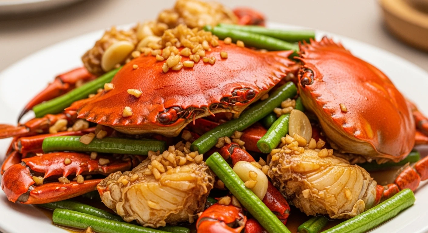 Ghẹ Đỏ Xào Đậu Đũa Tỏi Băm Đĩa Cơm Chiều Hấp Dẫn Vét Sạch Nồi