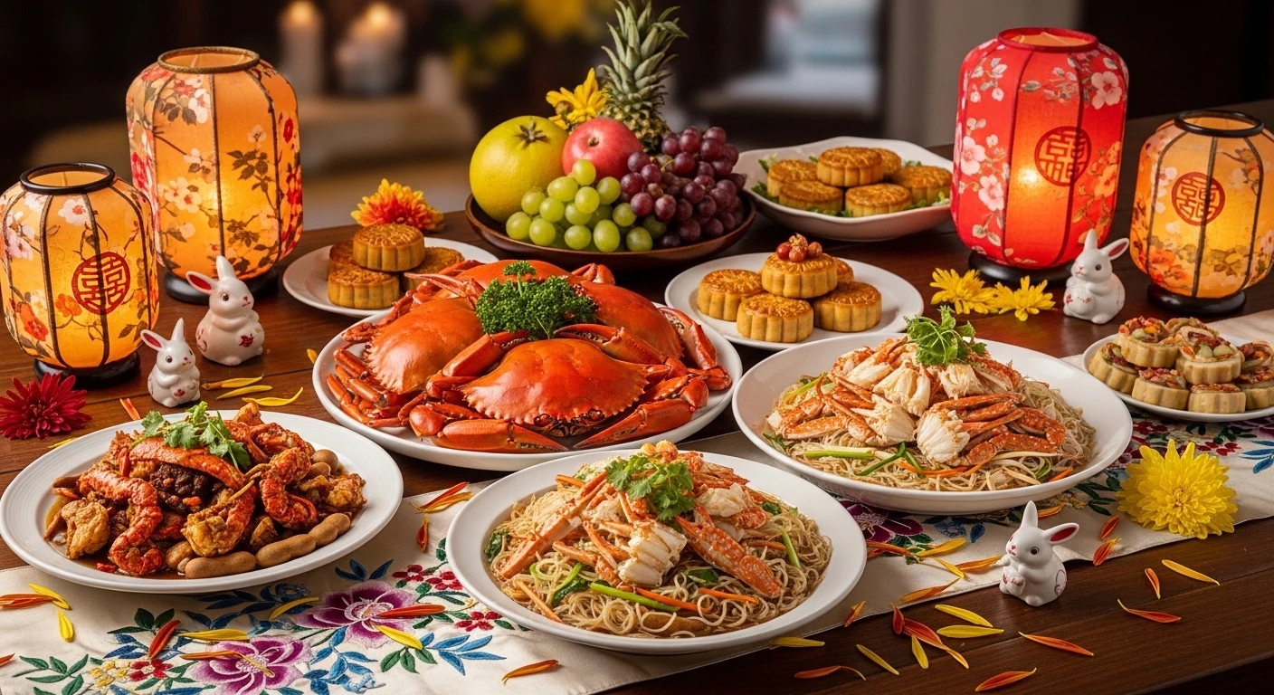 Mâm cỗ Trung Thu với các món cua biển hấp dẫn