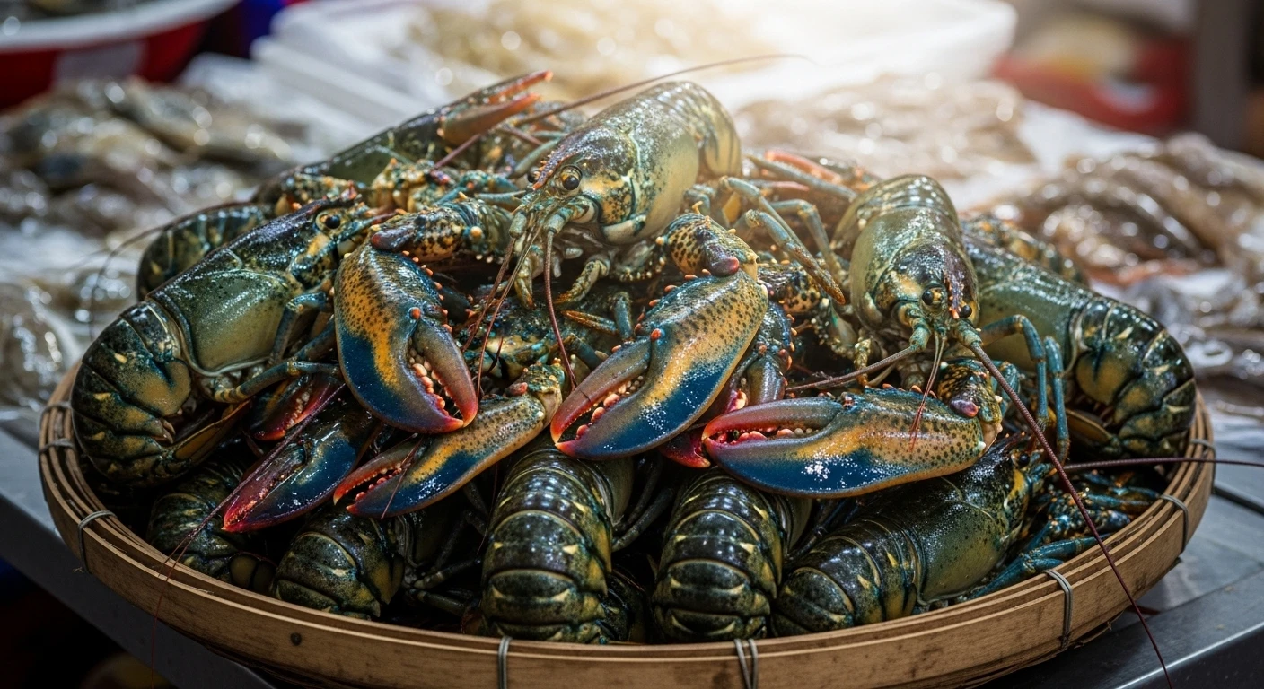 Tôm càng xanh tươi rói tại vựa Bến Tre