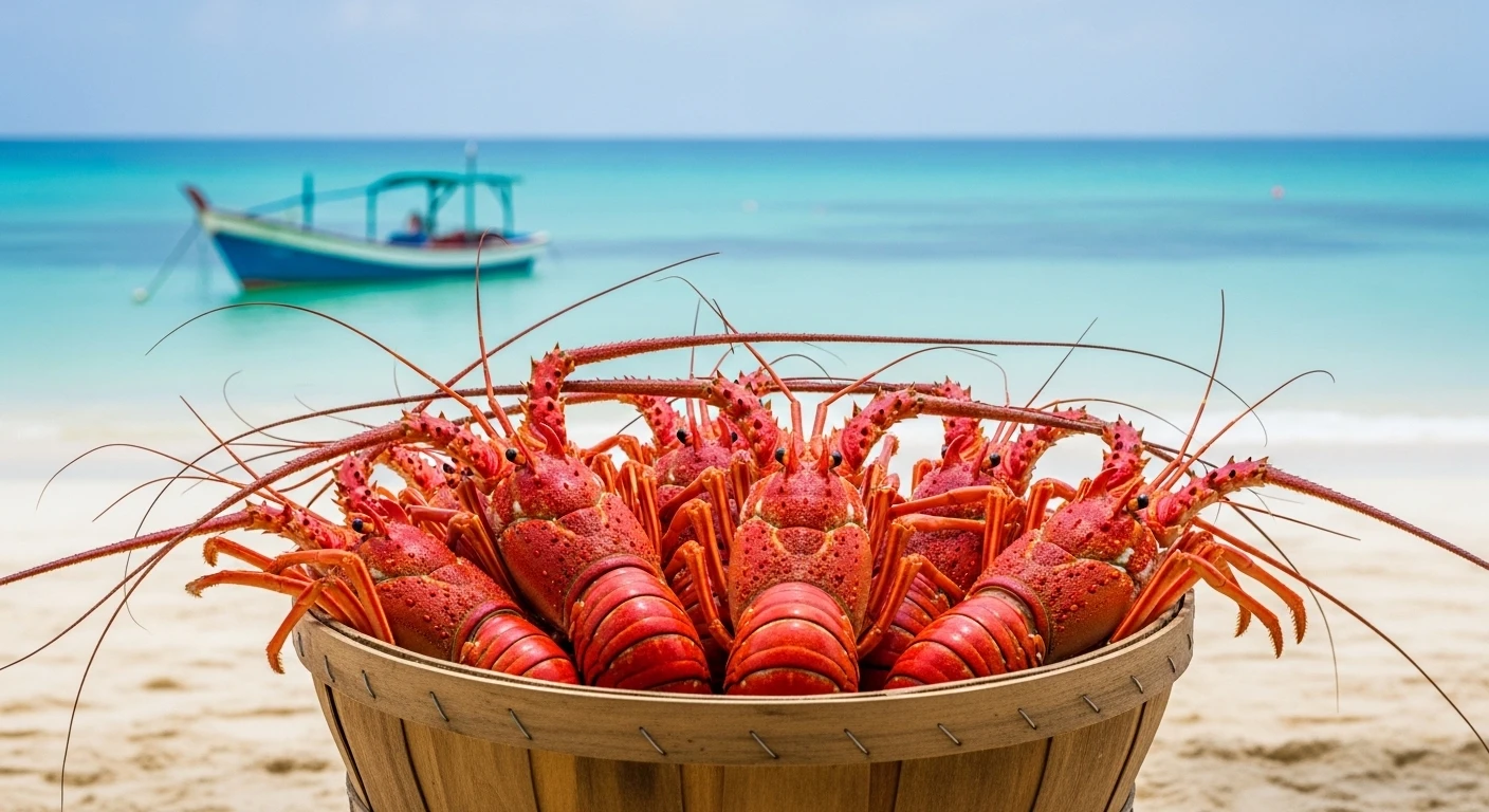 Tôm hùm tươi sống trên đảo Bình Ba