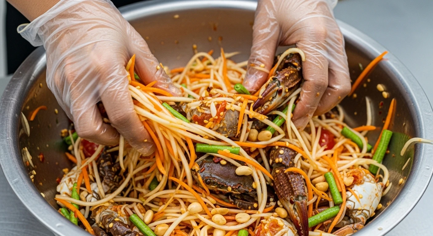 Trộn gỏi đu đủ ba khía