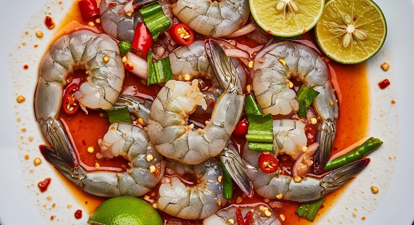 Gỏi tôm sống sốt Thái vỉa hè