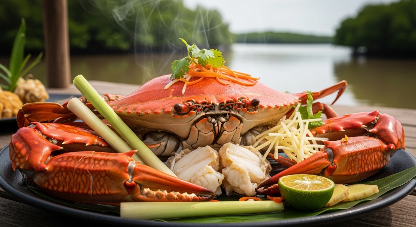 Beautifully cooked sea crab dish from Mekong Delta