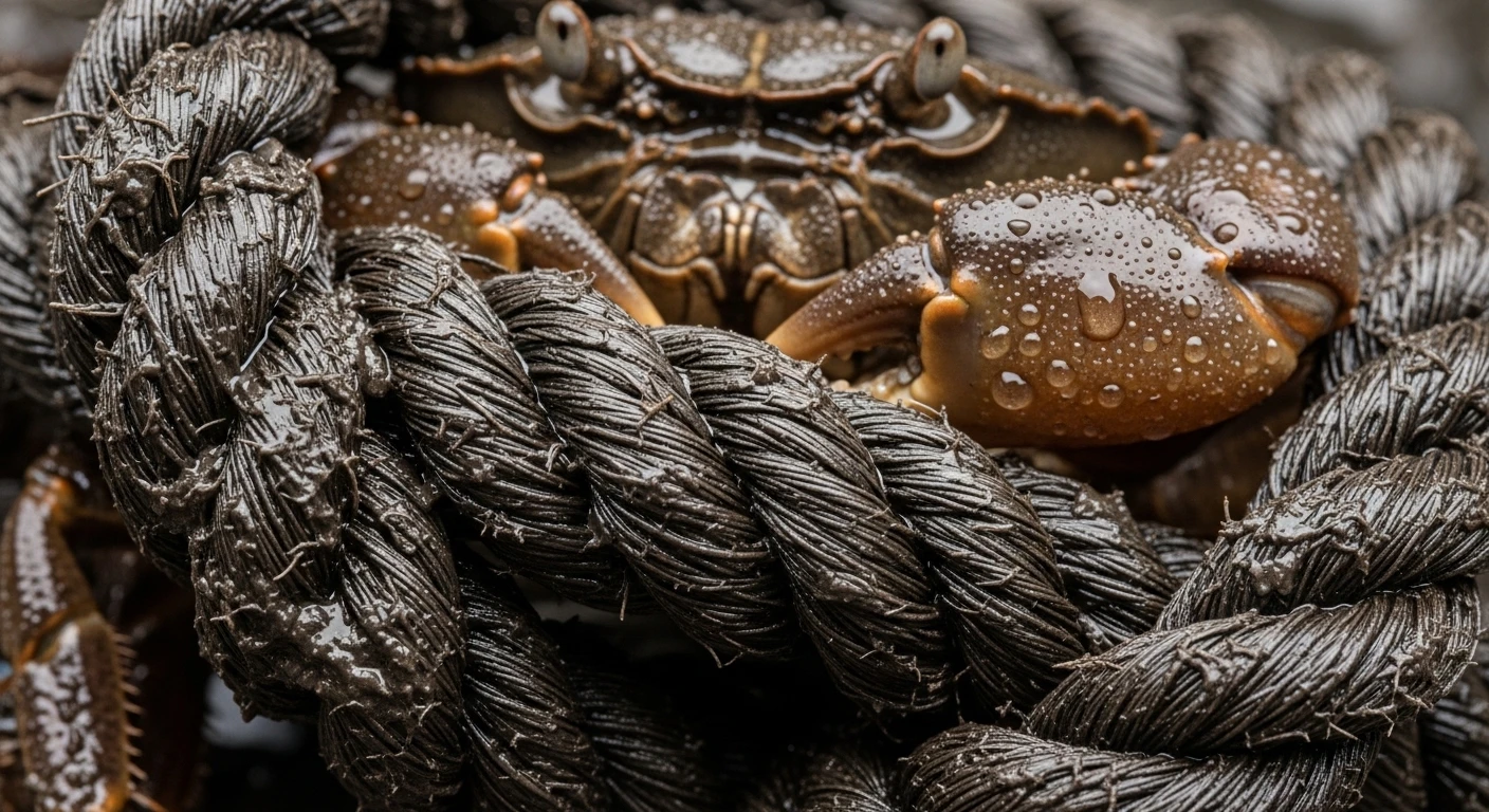 Dây vải tẩm nước, bùn đất buộc vào cua