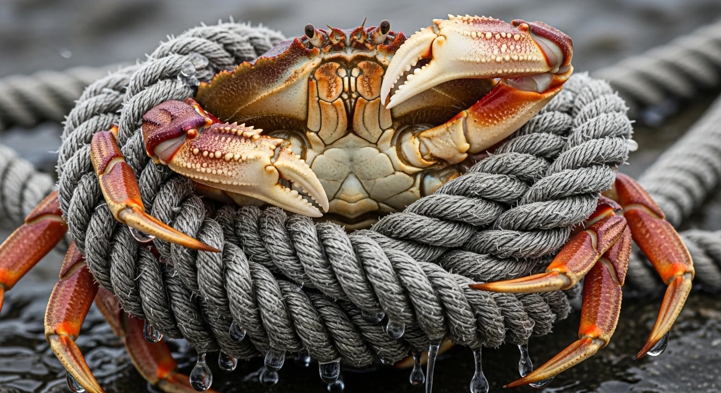 Cận cảnh dây vải buộc cua