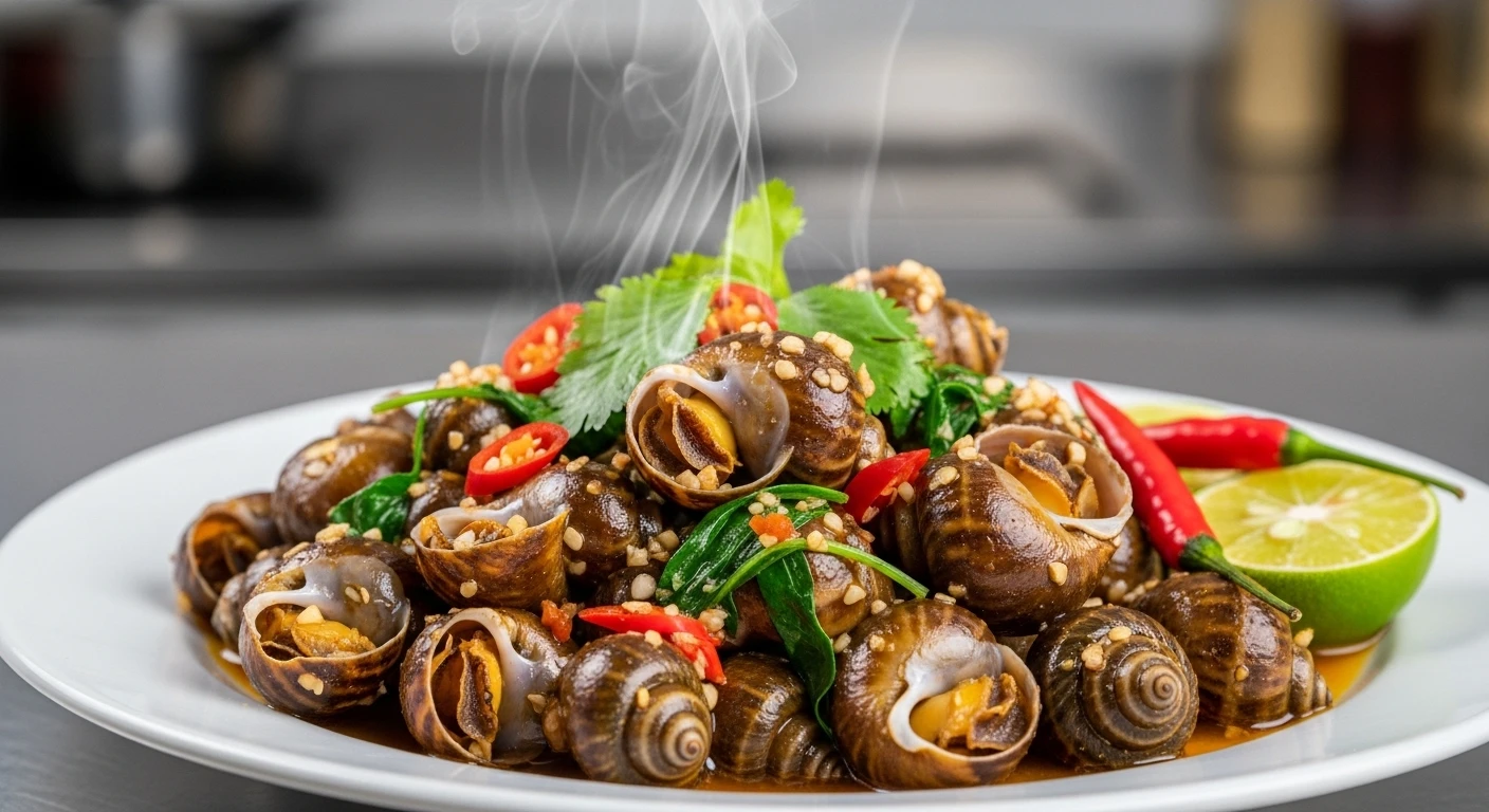 Món ốc hương hấp sả thơm ngon