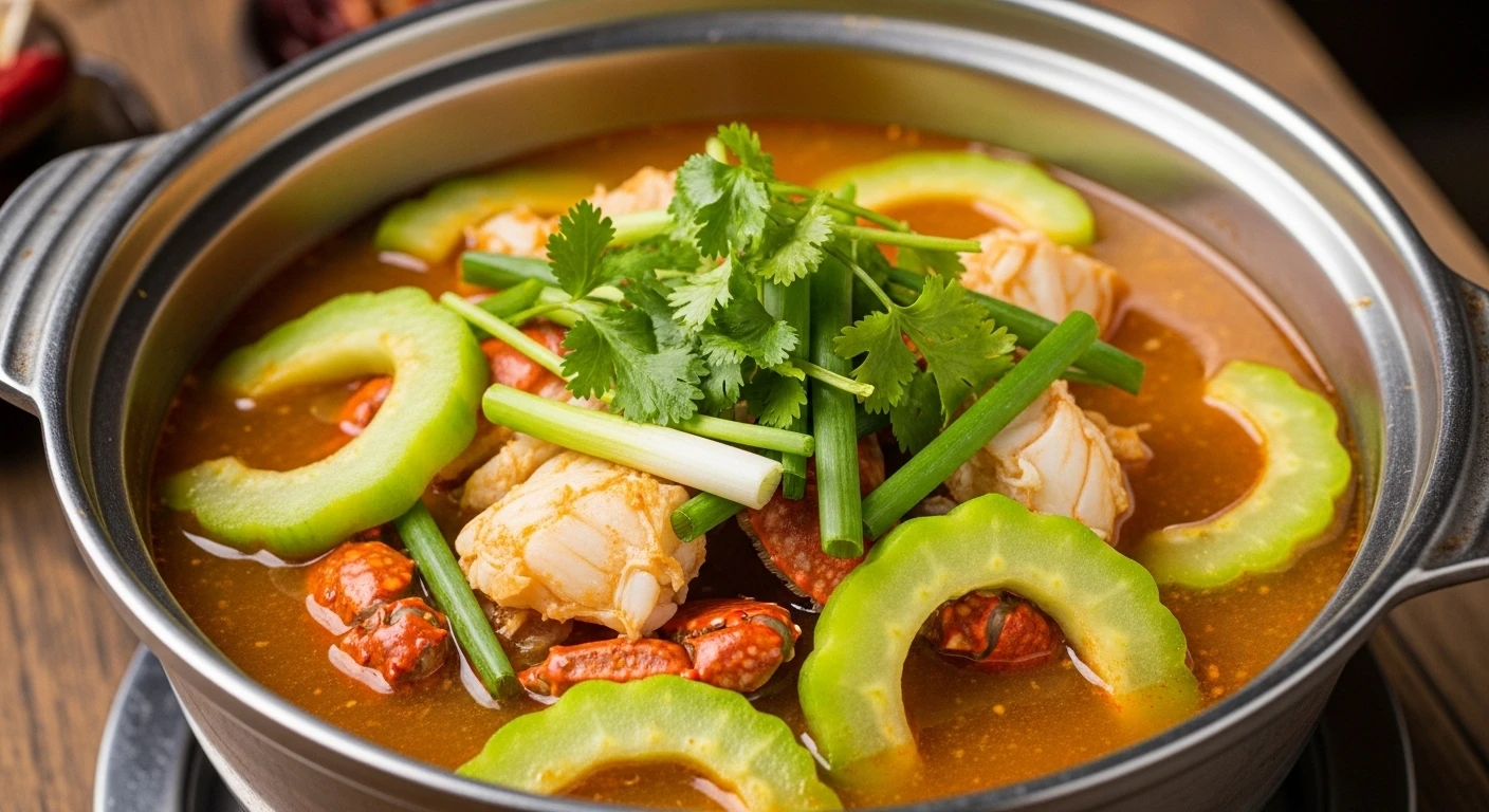 Nồi lẩu cua bầu miền tây nghi ngút khói