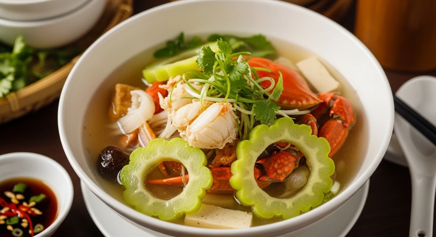 Nồi lẩu cua bầu đã hoàn thành