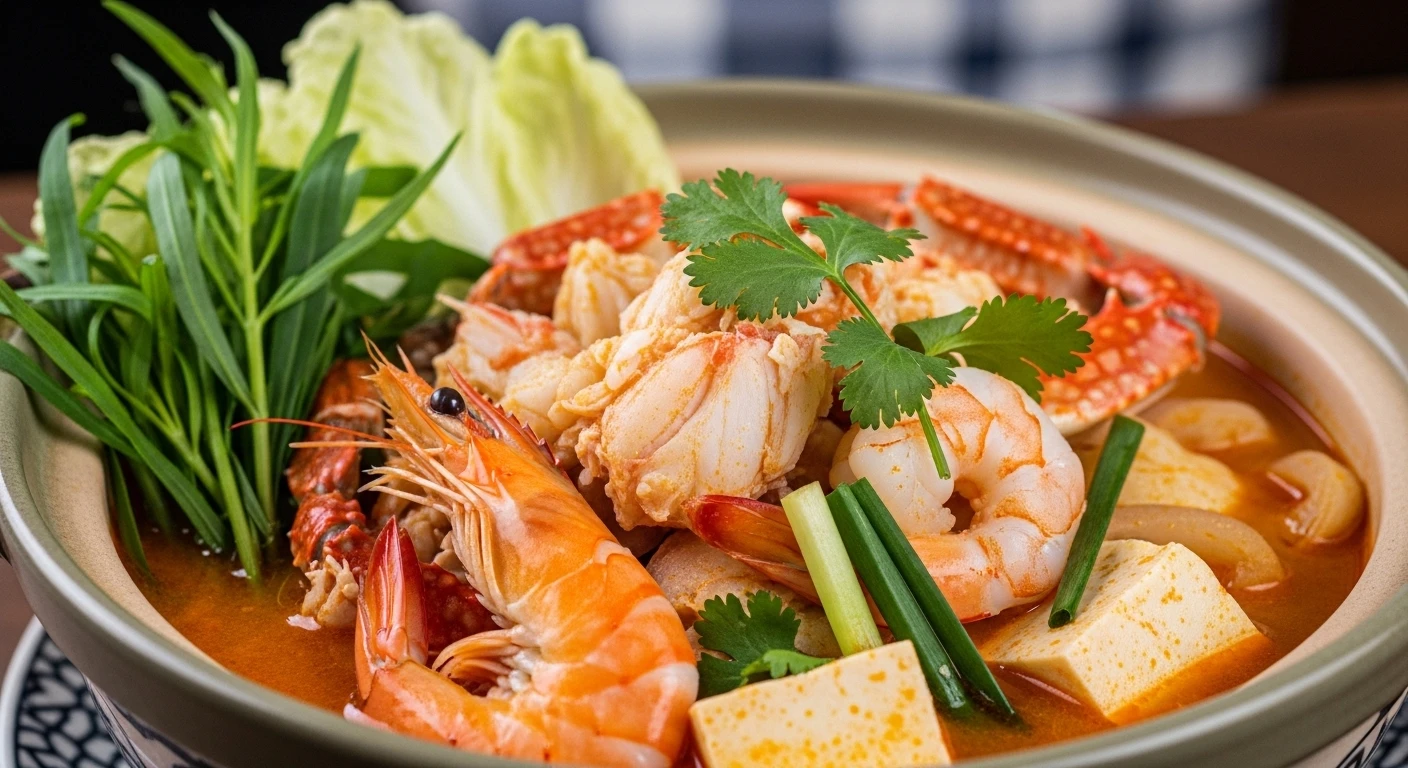 Tô lẩu cua đồng mix cua biển Cà Mau đầy đủ topping