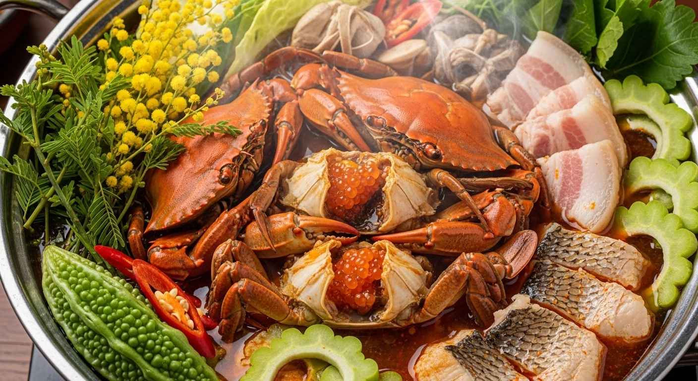 Nồi lẩu mắm ba khía Cửu Long đầy đặn hấp dẫn