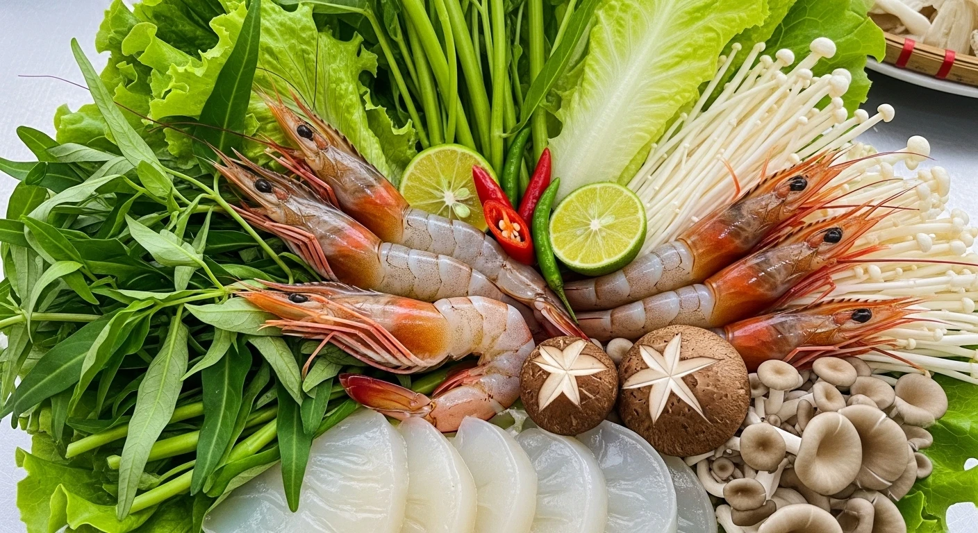 Rau ăn kèm và các loại nấm tươi ngon cho món lẩu