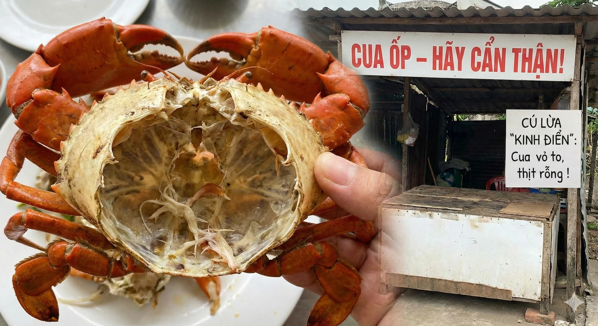 Một con cua bị lừa đảo: cua ốp (rỗng ruột) hoặc cua chết