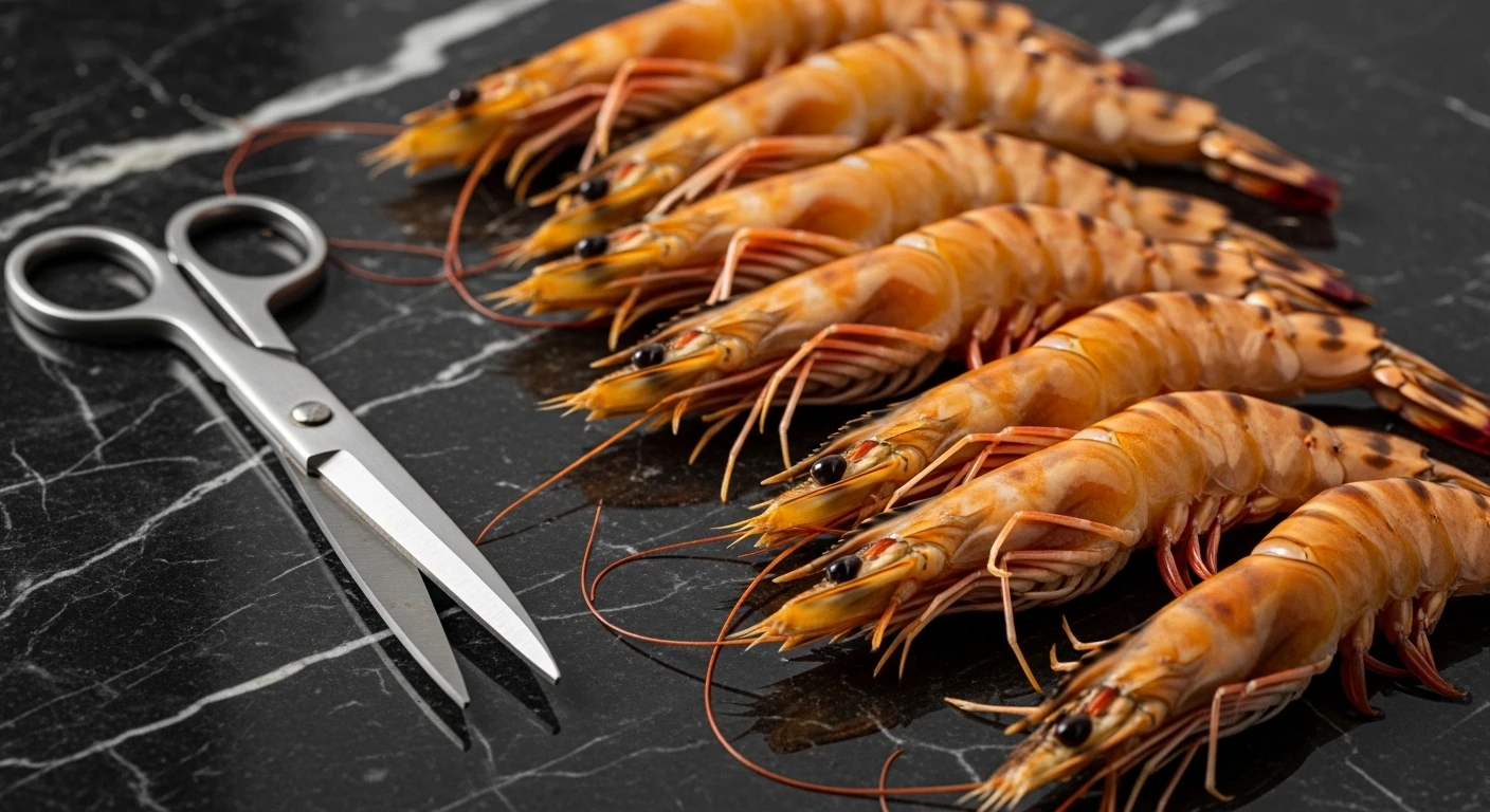 Kỹ thuật lột vỏ tôm sú sống bằng kéo chuyên dụng
