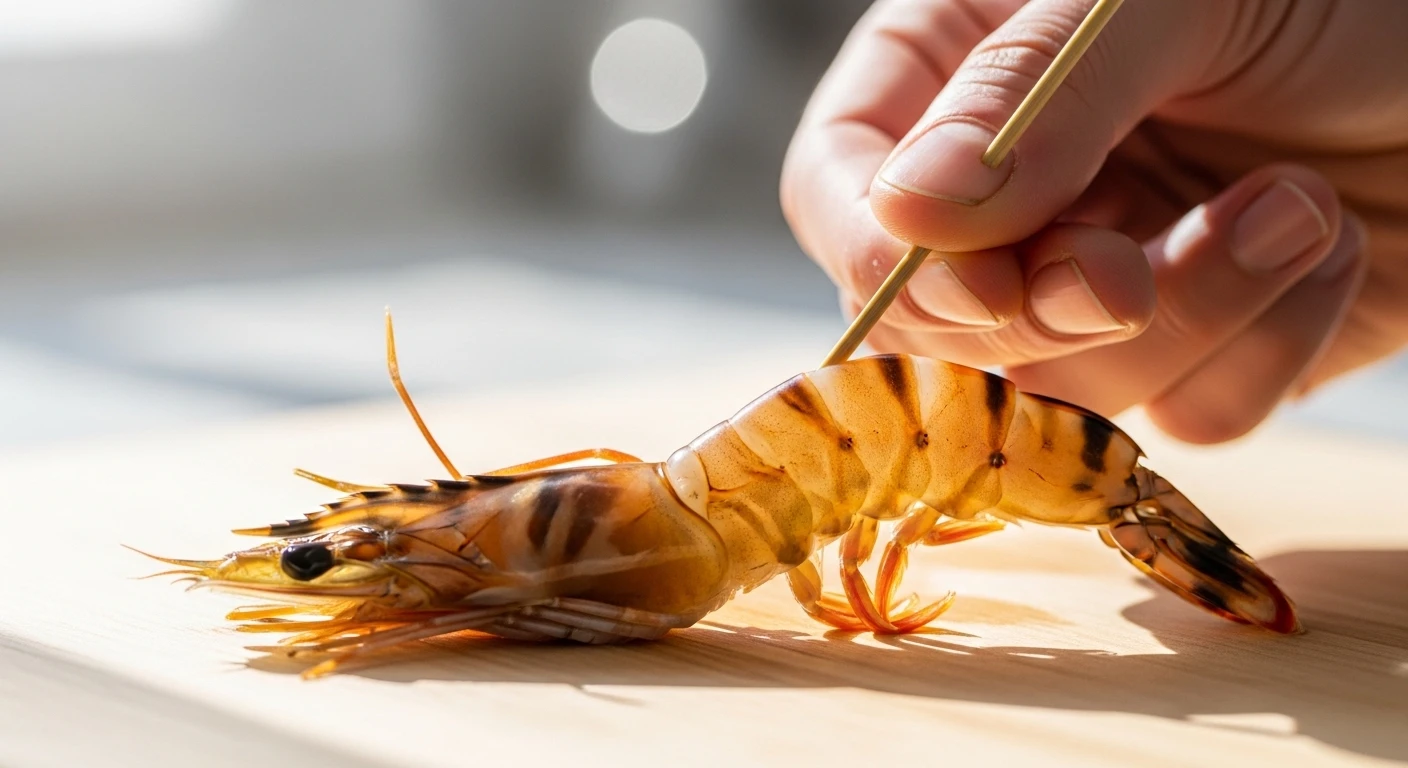 Xiên que tre vào sống lưng tôm