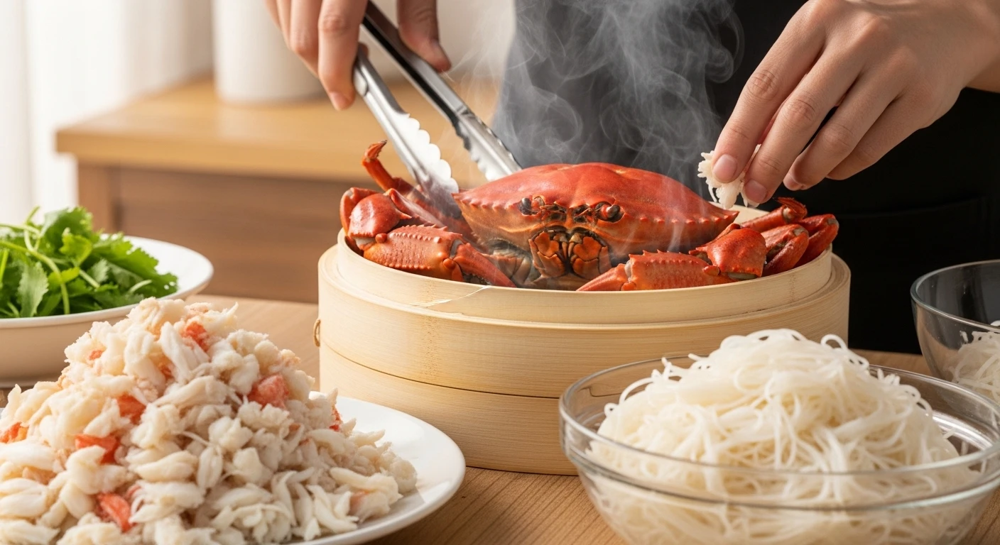 Sơ chế cua tươi và các loại rau củ