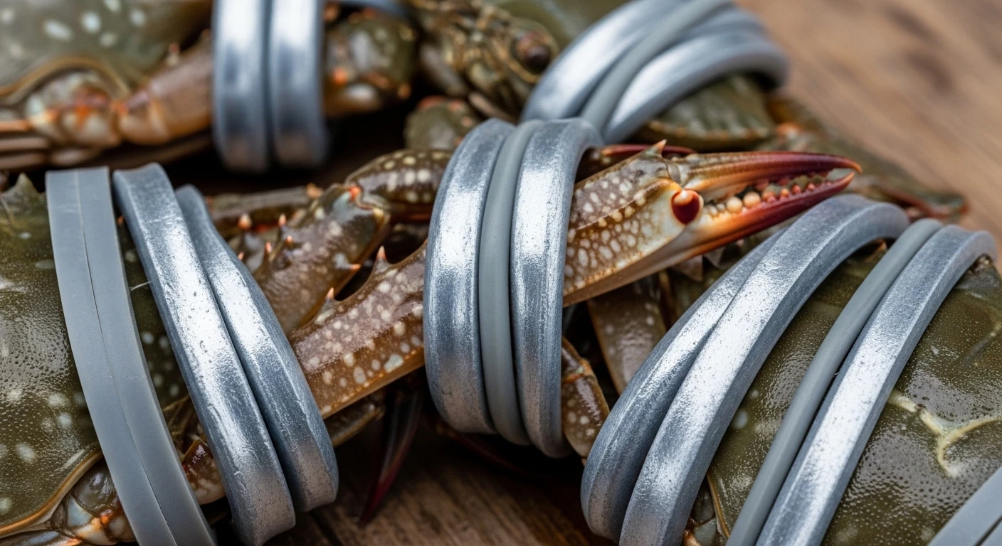 Cận cảnh dây thun lõi chì dùng để trói ghẹ gian lận cân nặng