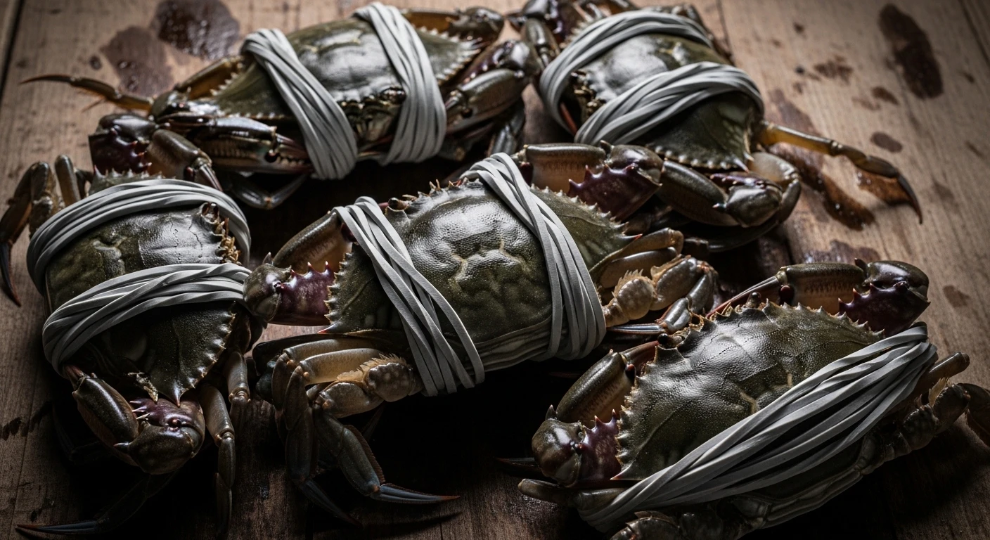 Ghẹ bị trói bằng dây thun nặng, nghi vấn gian lận cân nặng