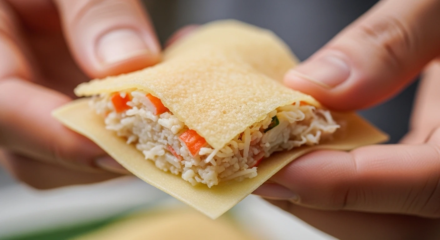 Gói nem cua bể vuông vức