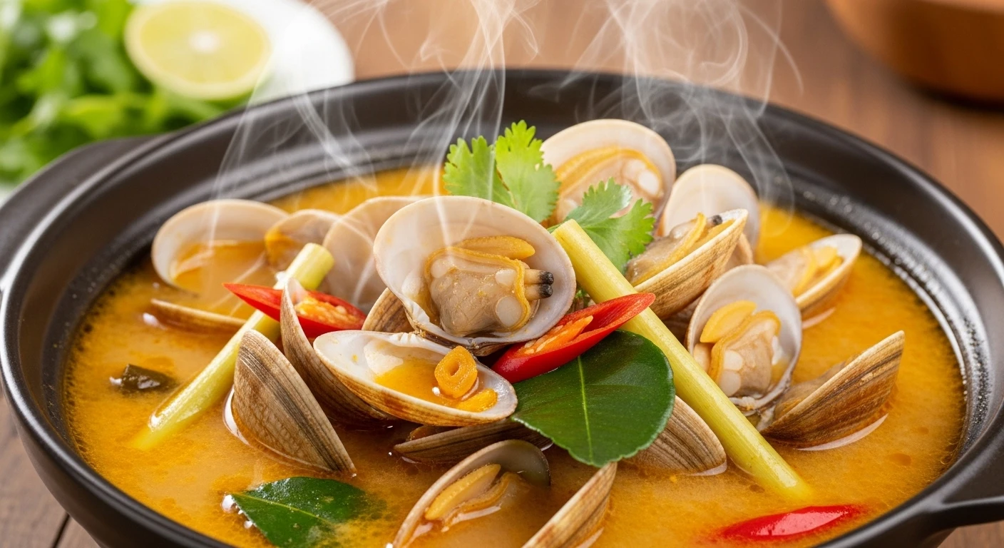 Nghêu Hấp Thái Chua Cay Cốt Dừa