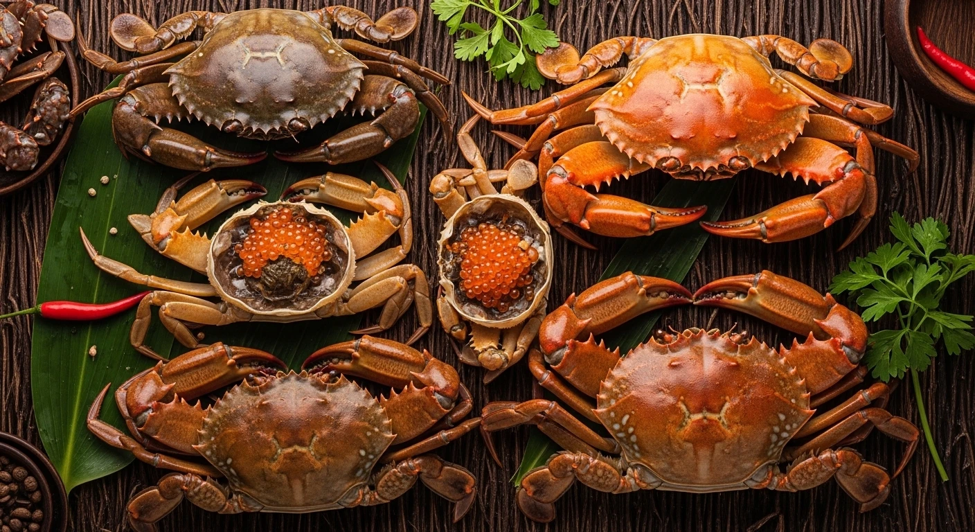 Các loại cua Cà Mau tươi ngon được bày bán