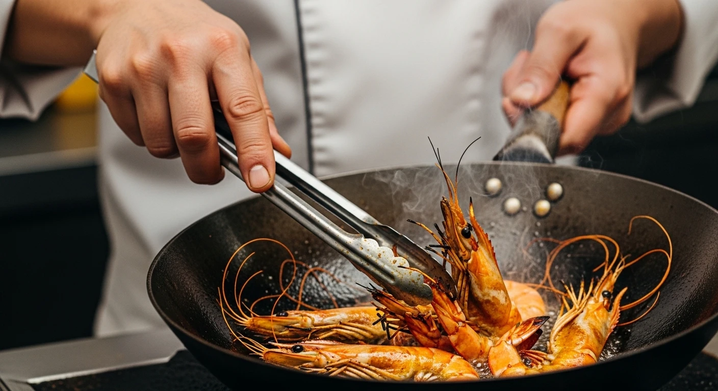 Rang đầu tôm sú để lấy nước cốt