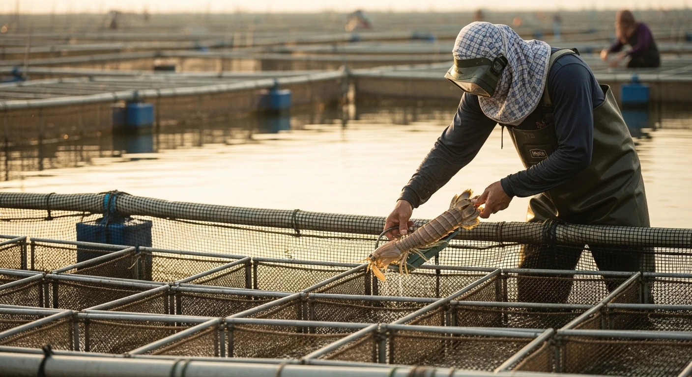 Cận cảnh bề bề trong lồng nhựa sẵn sàng thu hoạch