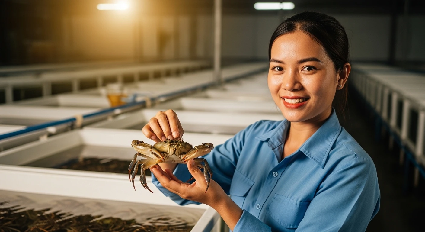 Chị Kim Anh chia sẻ về mô hình nuôi cua lồng nhựa