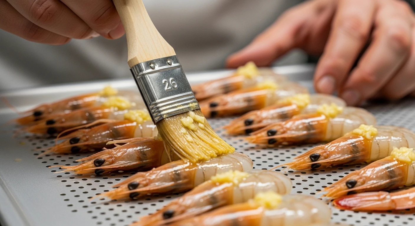 Sơ chế tôm mực để nướng với hỗn hợp dầu bơ