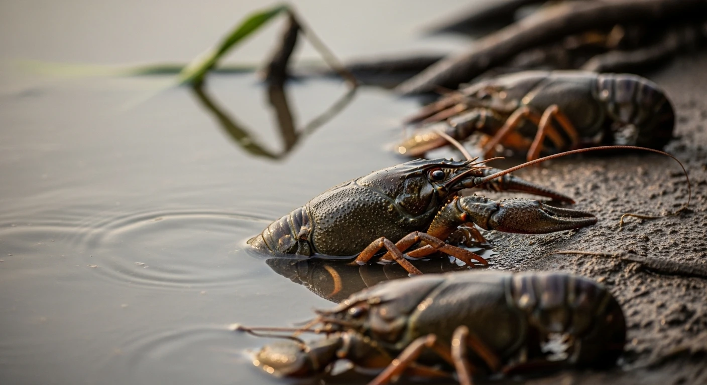 River crawfish in muddy water