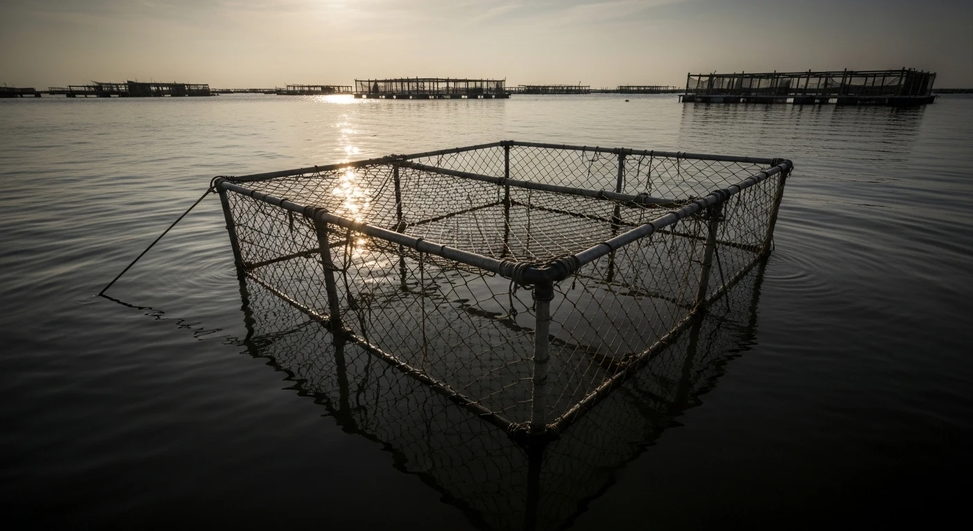 Ornate Rock Lobster in a cage farm