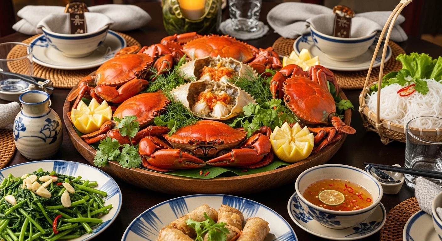 Bữa ăn thịnh soạn với cua yếm vuông