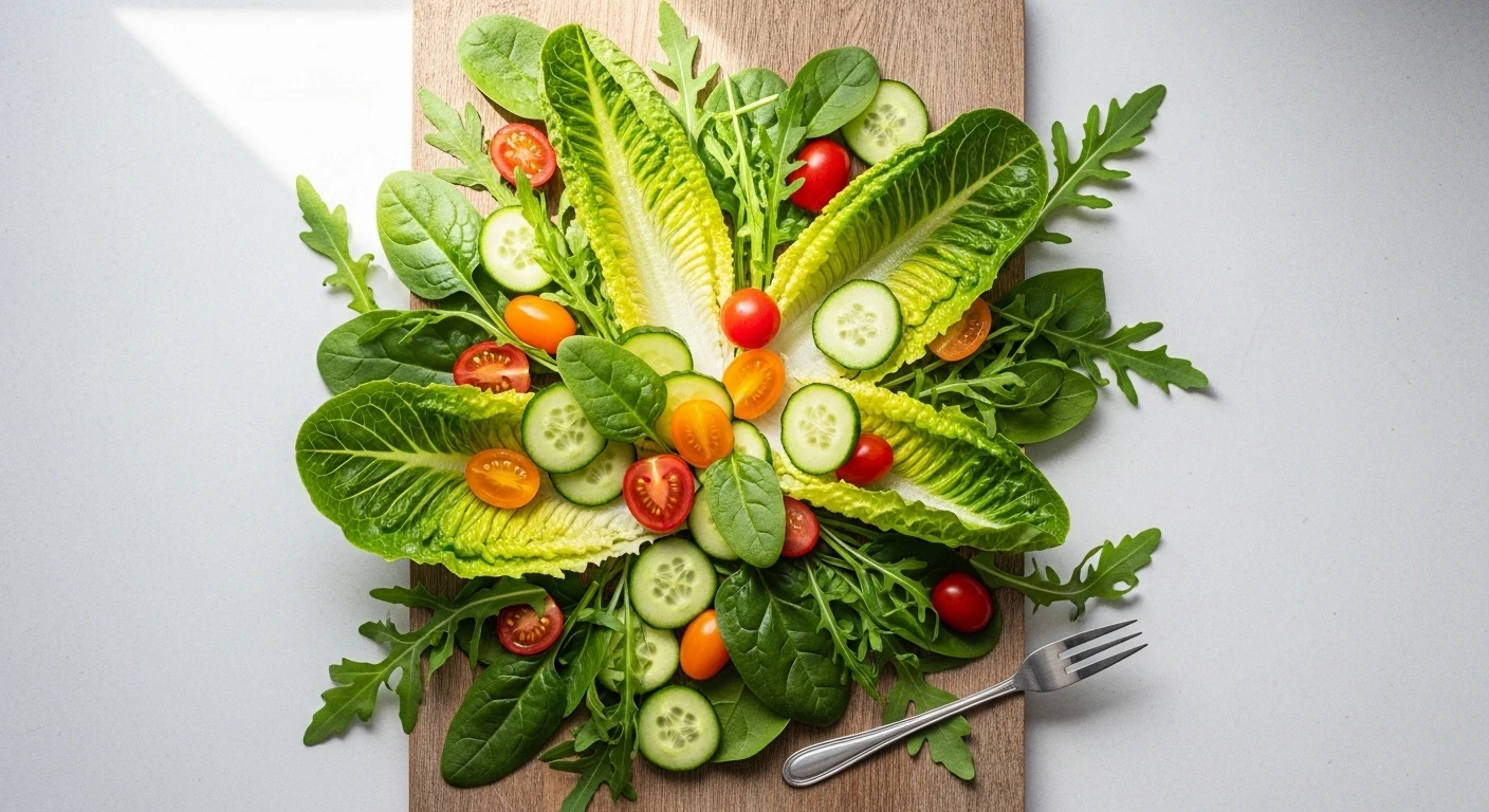 Rau xanh tươi và cà chua bi