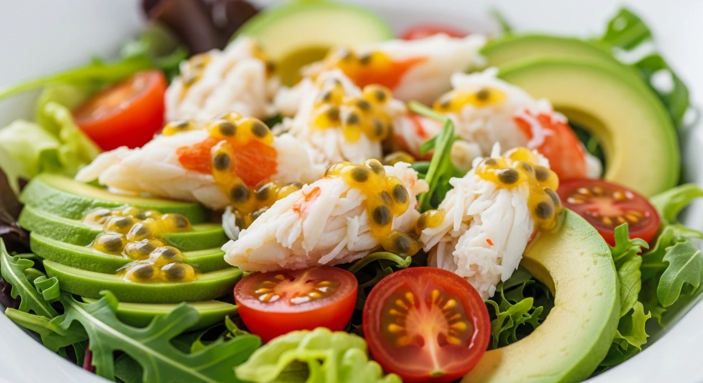 Salad Cua Bơ Tươi Mát với sốt chanh leo hấp dẫn