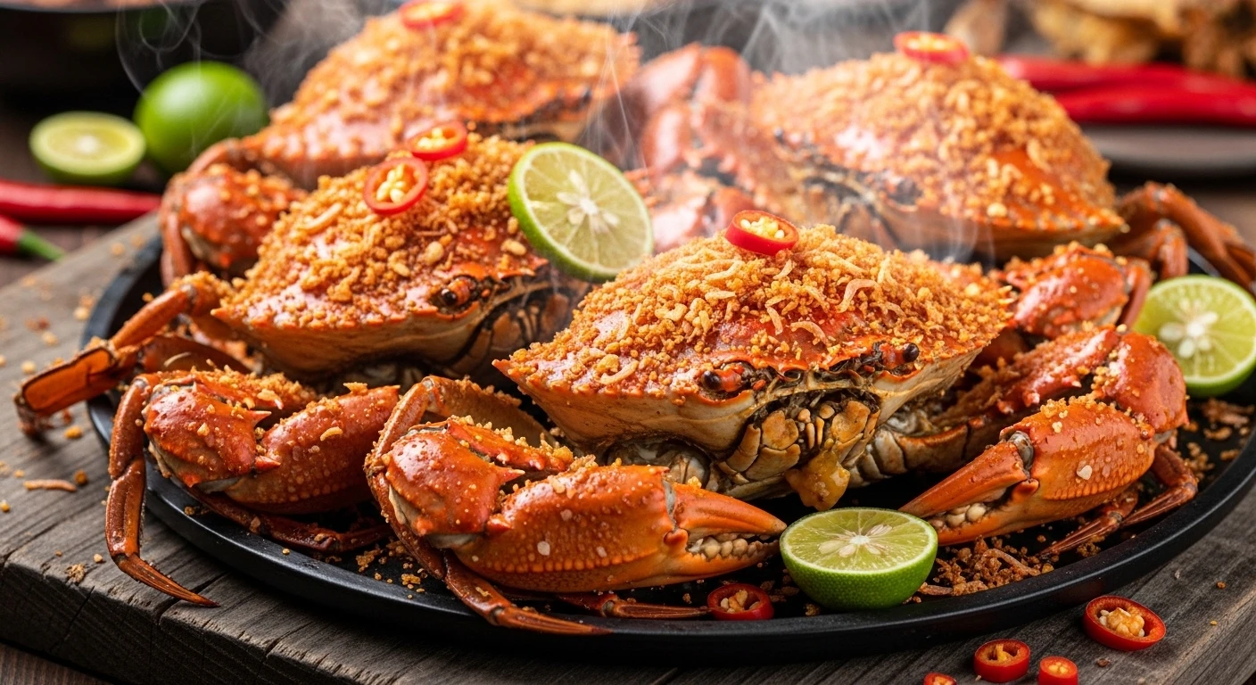 Salt & Chili Roasted Crab with Dried Shrimp Dust