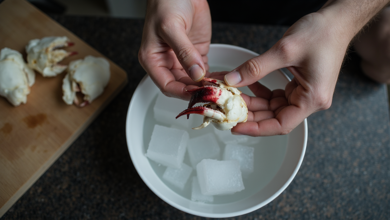 Người đang sơ cứu vết thương bị kẹp bởi càng cua