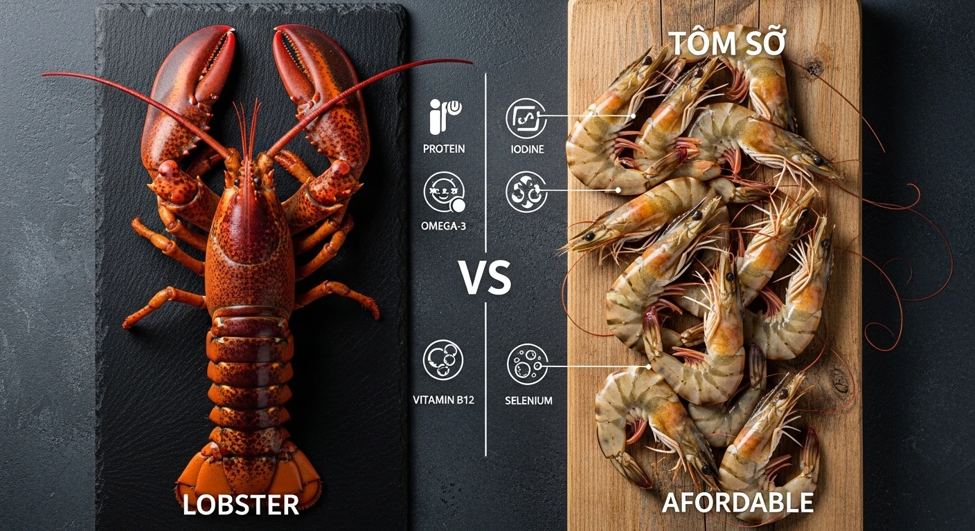 So sánh dinh dưỡng tôm hùm và tôm sú