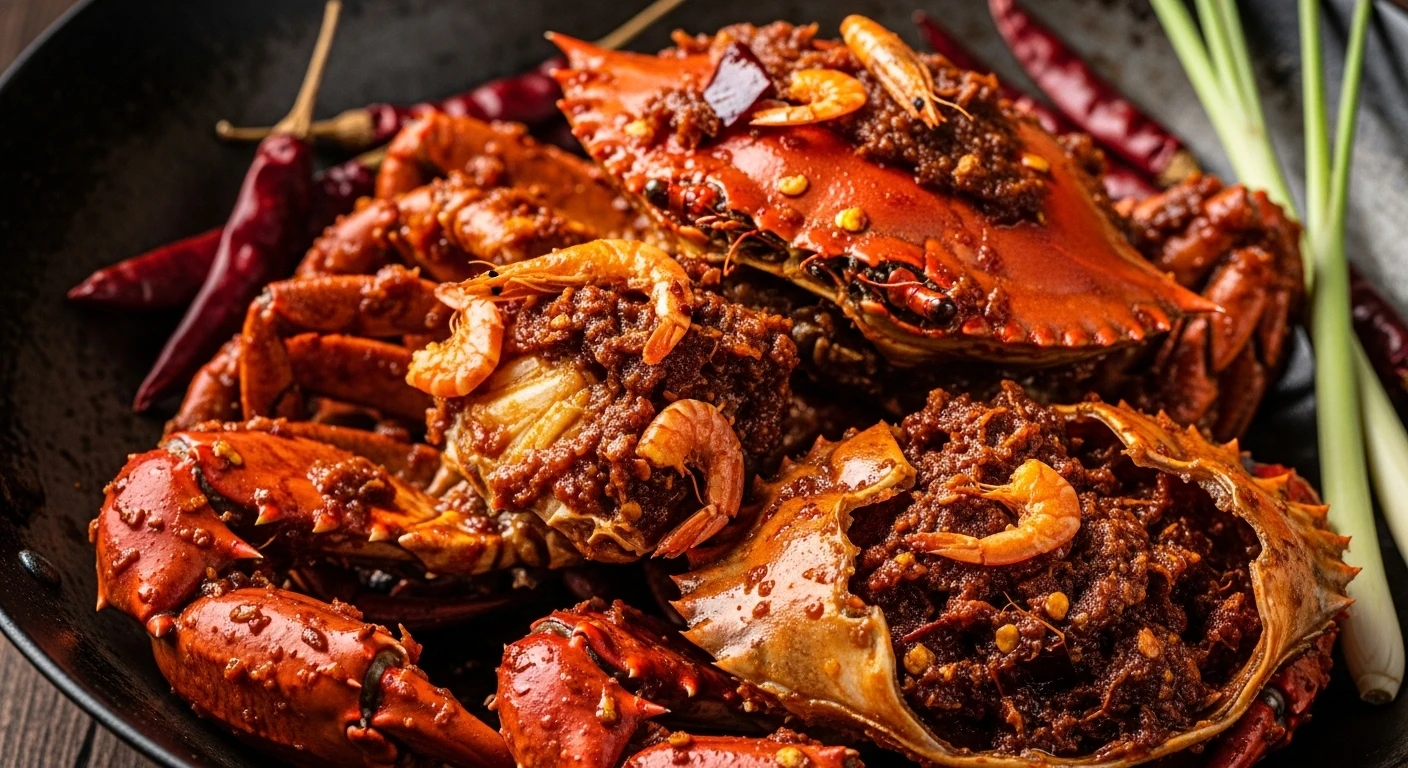 Spicy Shrimp Sa Te Crab coated in chili paste