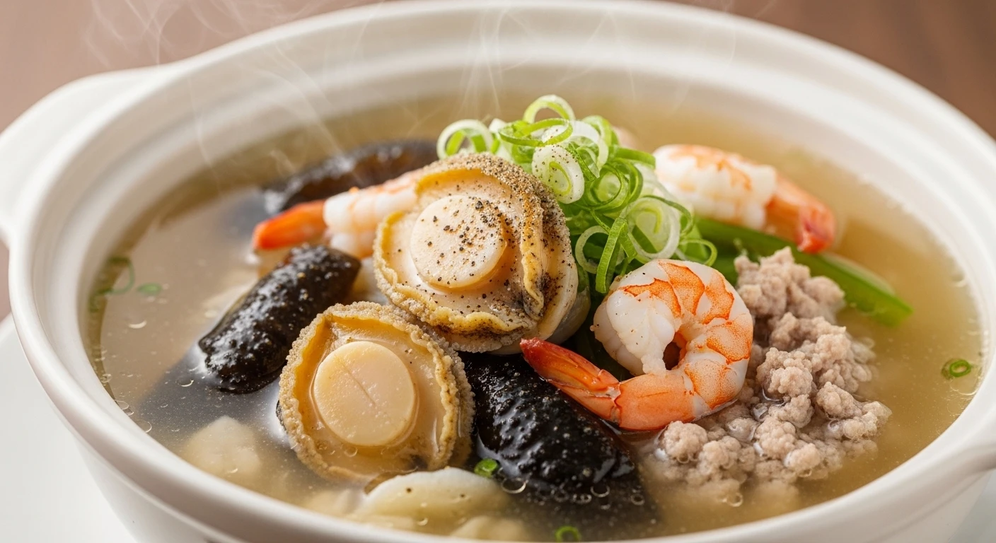 Bát súp hải sâm tôm thịt băm nhỏ thơm ngon, bổ dưỡng