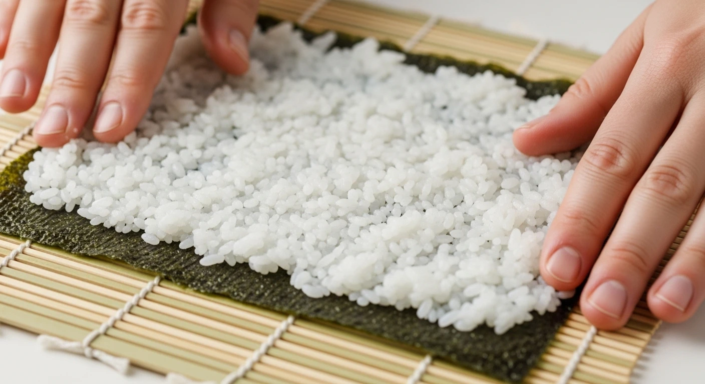 Dàn cơm sushi lên rong biển