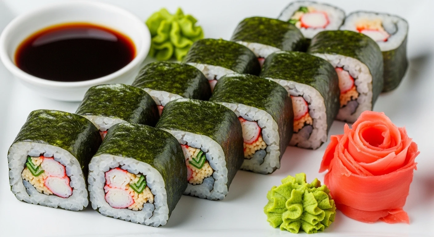 Trình bày sushi cua rong biển