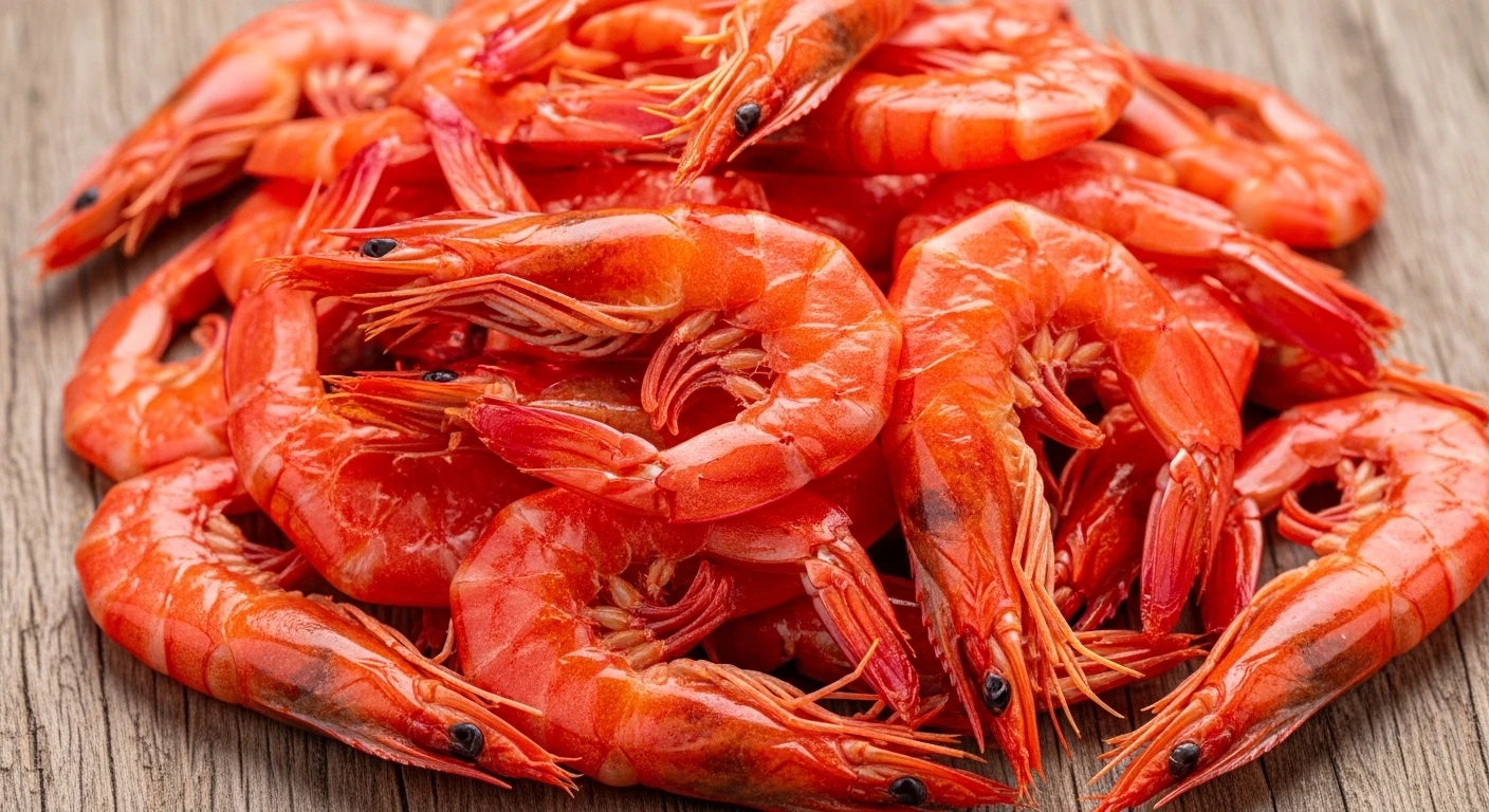 Tôm khô tẩm phẩm màu đỏ rực