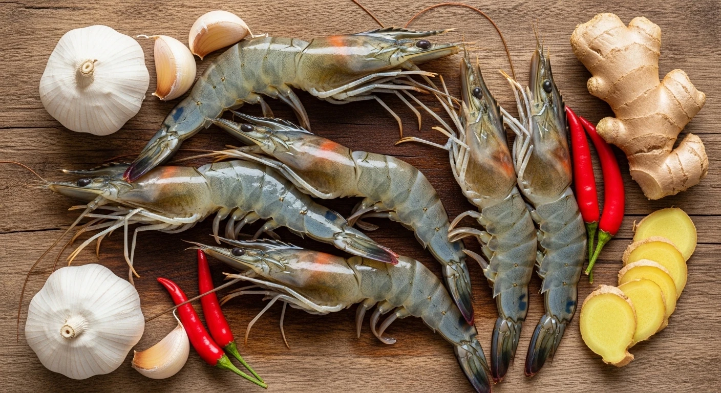 Đầu và vỏ tôm sú được rang thơm để làm nước dùng