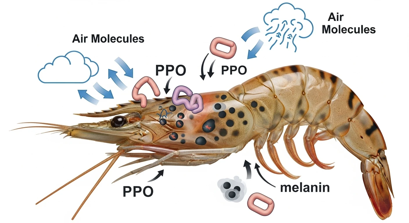 Minh họa quá trình oxy hóa enzym trong tôm