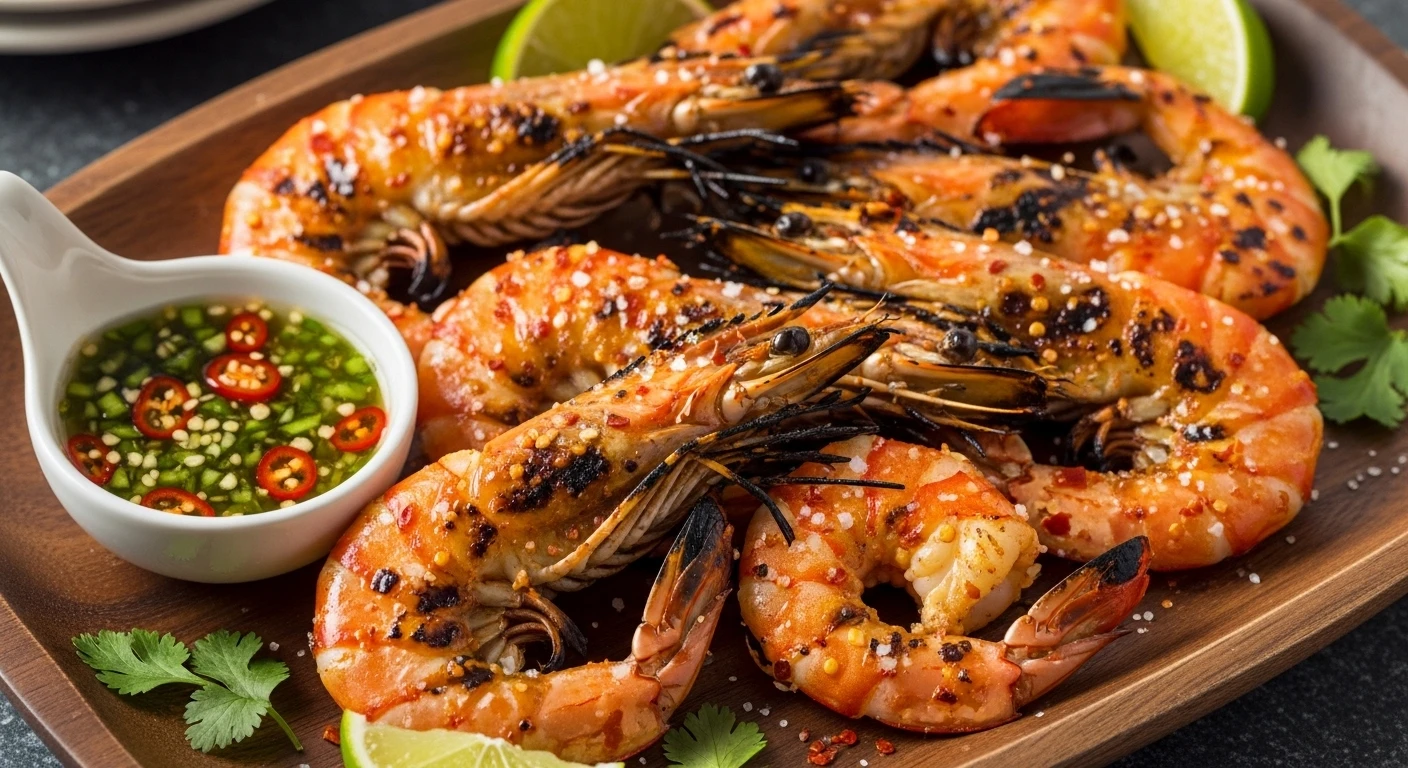 Tôm sú nướng muối ớt thơm lừng