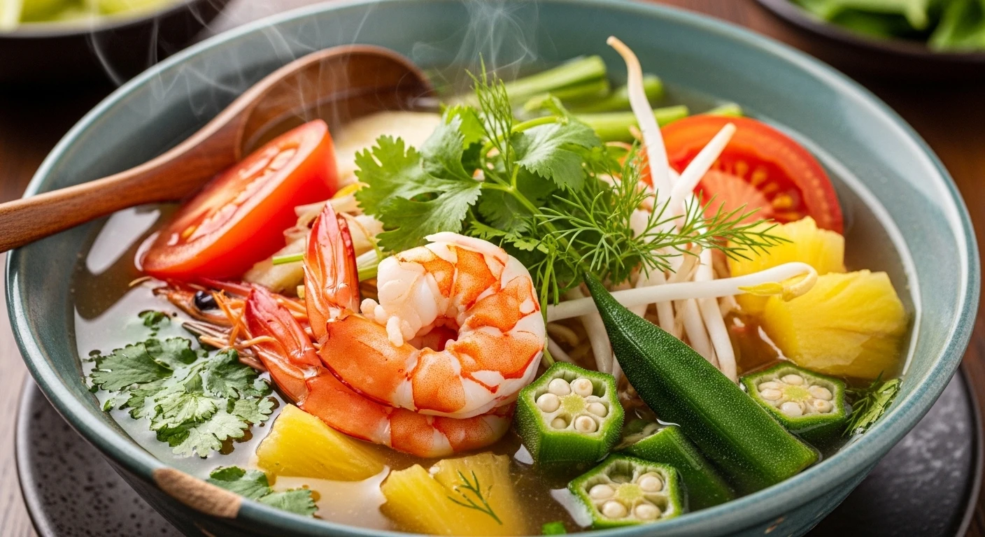 Canh chua tôm thanh mát, giải nhiệt