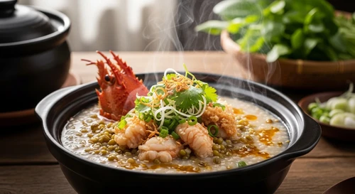 Nutritious Clay Pot Porridge with Alaska Lobster Head and Mung Beans