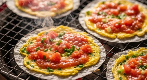 Ba Khia Tomato Sauce on Grilled Rice Paper (Banh Trang Nuong)