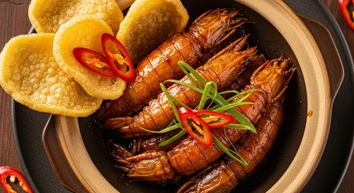 Bề Bề (Tôm Tít) Rim Xì Dầu Gừng Tỏi Chấm Cơm Cháy Giòn Rụm Hảo Hạng