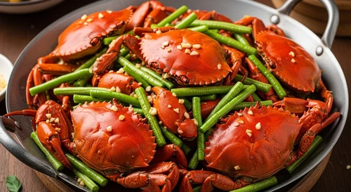 Red Blue Crab Stir-fried with Long Beans and Minced Garlic: An Irresistible Dinner to Scrape the Pot